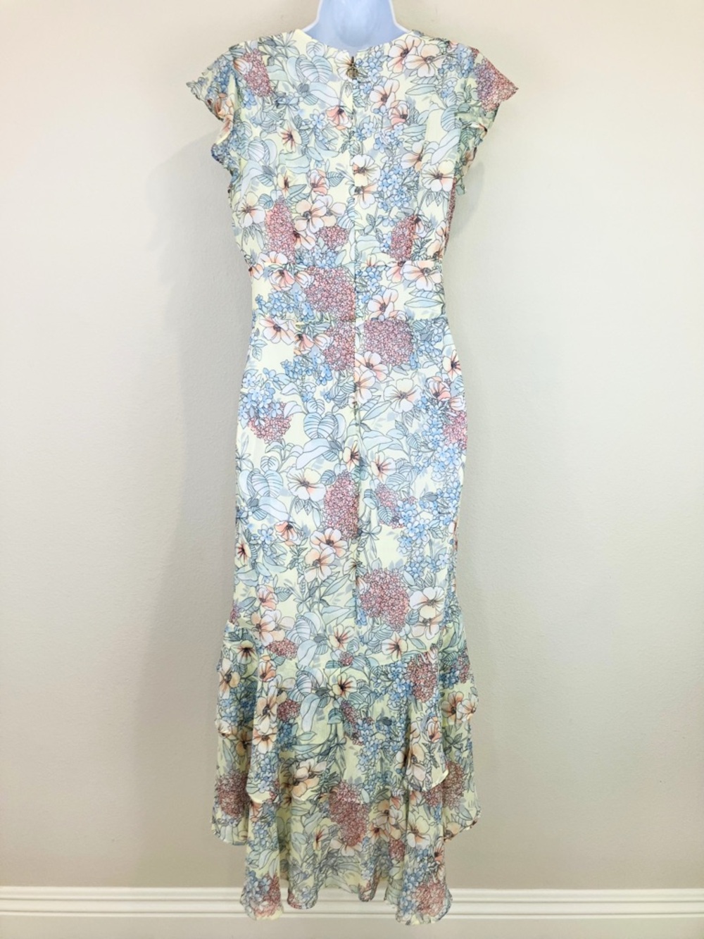 Tommy Hilfiger Chiffon Flutter-Sleeve Midi Dress - Picture 3 of 10